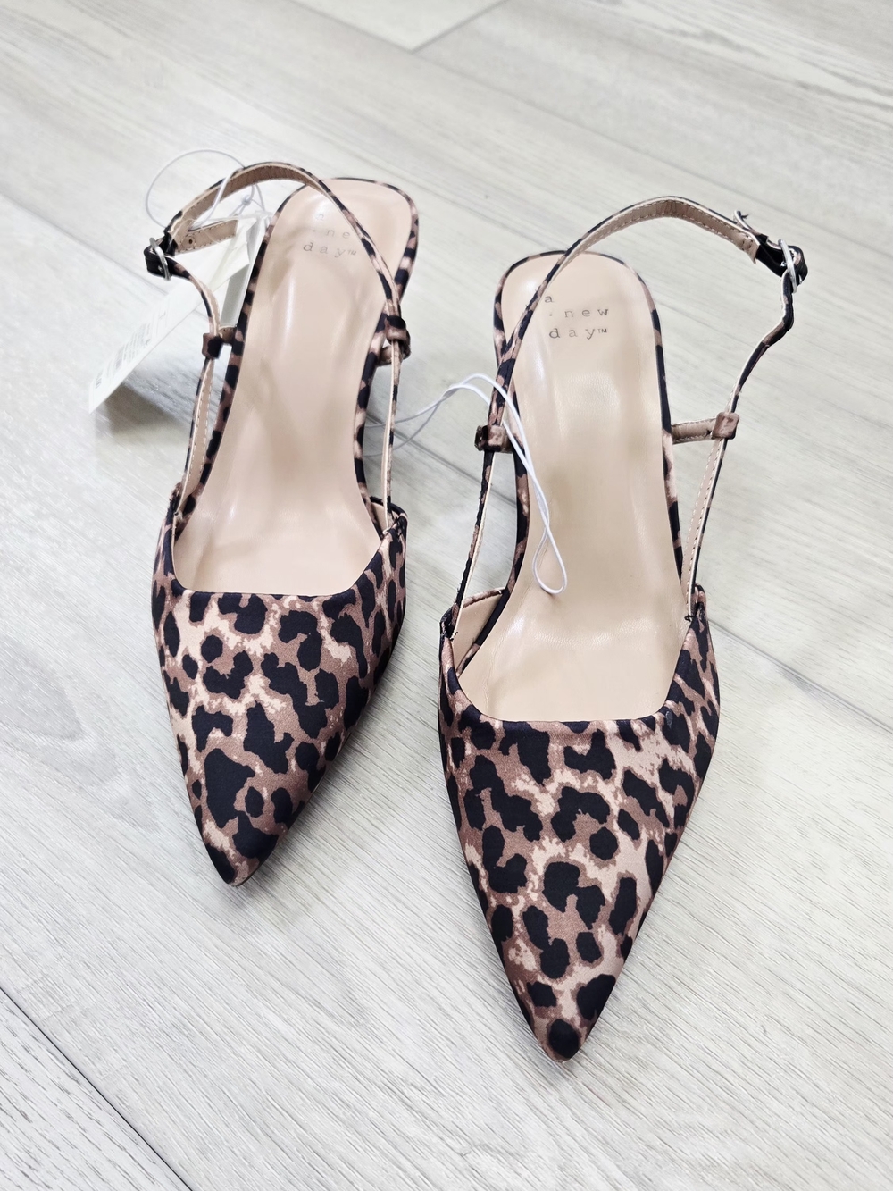 NEW! A New Day - Leopard Print Pointed-Toe Slingback Pumps - Brown/Black